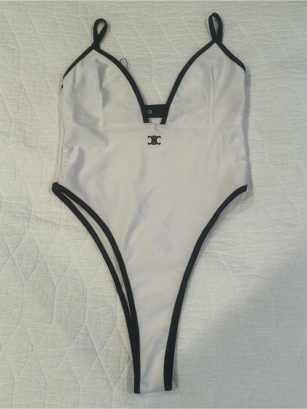 EGO White One-Piece Swimsuit with Black Trim